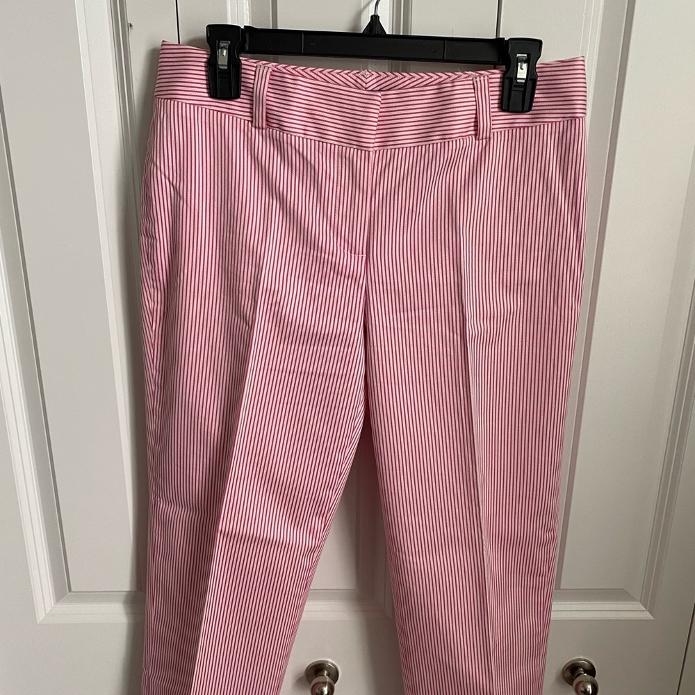 Talbots Signature Pink Striped Ankle Pants Size 4 - Picture 2 of 7